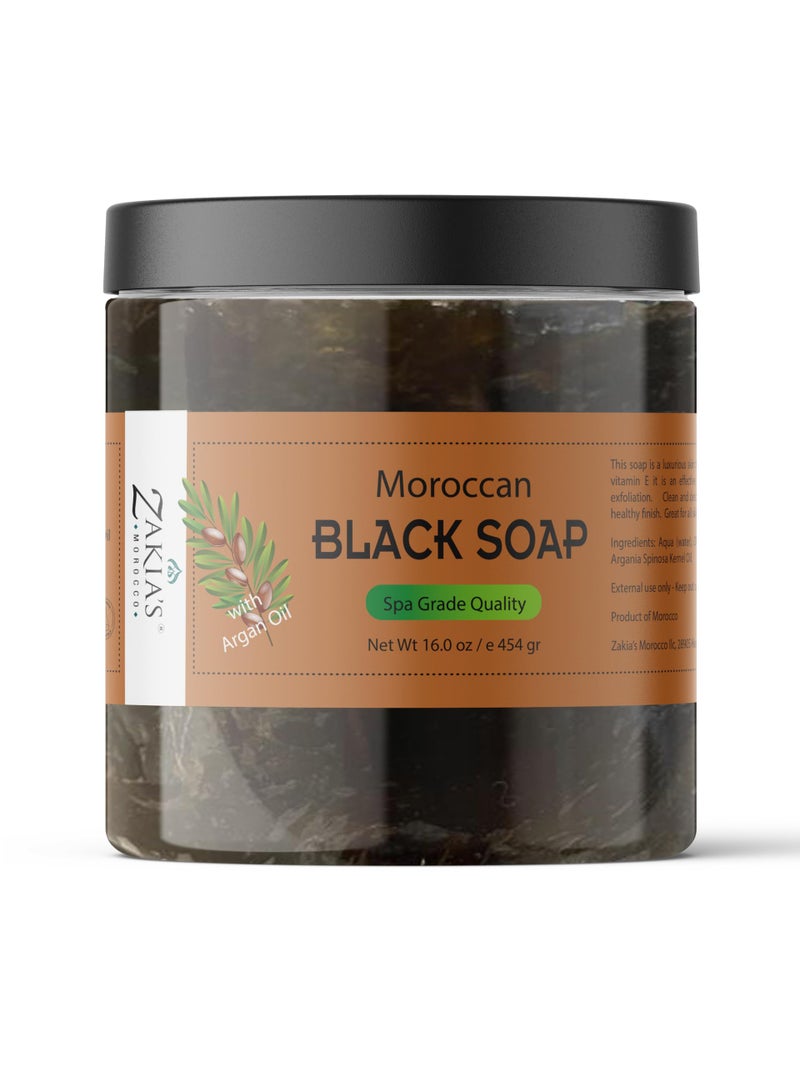 Zakia's Morocco Moroccan Black Soap (Beldi Olive Soap) Argan Oil Unscented, 100% natural, Body Scrub, Pure & Natural, Purifying, Cleansing, exfoliating for Hammam Ritual- 16.0 Oz / 552gr Value Size - Image 2